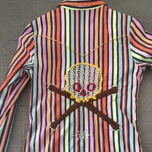 Melanie Apple Vtg Multi-color/Chrystal Western Style RARE Snap Front Shirt, S